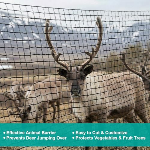 7.5ft*200ft Deer Fence Netting, Heavy Duty HDPE Mesh Animal Barrier, Black - size: 7.5ft*200ft