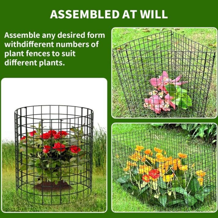 30 Pcs Plant Protectors from Animals,Protect Plants from Deer 10 Sets Metal Plant Cages Animal Intrusion Barrier Wire Mesh Easy to Assemble/Store Vegetable Garden Protection 12×24in