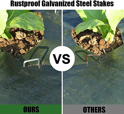 6'' 9 Gauge Heavy Duty Garden Landscape Staples, 125 Pack Anti-Rust Galvanized Garden Stakes, U-Shaped Lawn Sod pins for Anchoring Weed Barrier and Landscape Fabric, Netting - size: 6 INCH