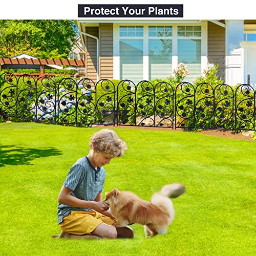 2ft(H) x10ft(L) Decorative Garden Fence Border, 5 Pack Outdoor Rustproof Metal Wire Tall Animal Barrier Fence No Dig for Dogs Rabbit Squirrel, 24inches - size: 24IN(H)x10FT(L) 5Pack