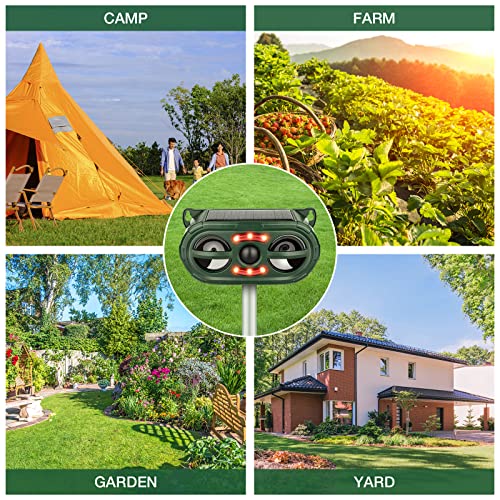 Animal Repellent Outdoor,Solar Pest Animal Repellent Outdoor,Squirrel Repellent,Racoon Repeller,Effective Deer Repellent Devices with Motion Sensor & Flashing Light for Yard Garden-Green（1 Pcs）