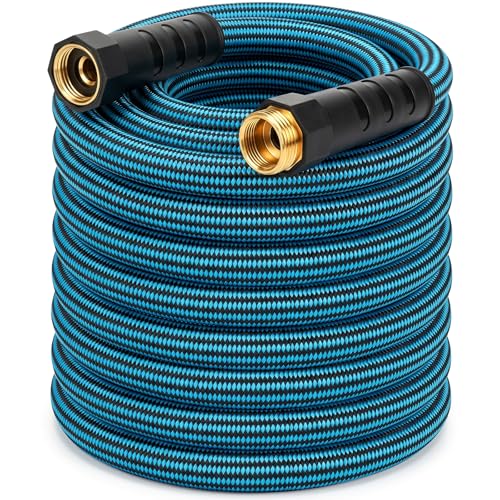 Garden Hose 50 ft, Non-Expanding Lightweight Kink-Free Flexible Water Hose - color: Black+Blue, size: 50ft