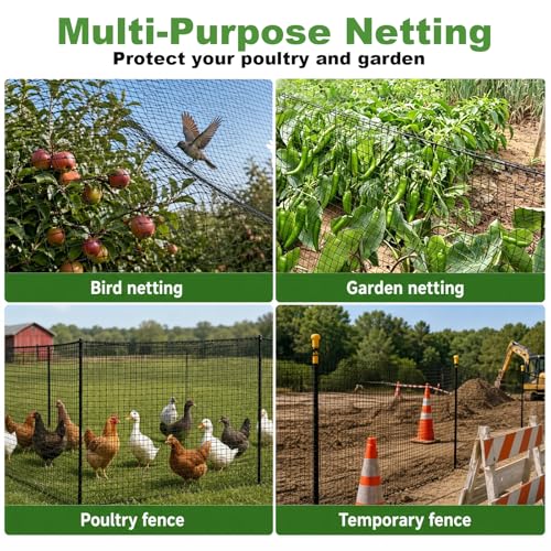 6.5x50FT Deer Fence Netting for Garden, 55GSM Plastic Mesh Temporary Fence - size: 6.5x50FT