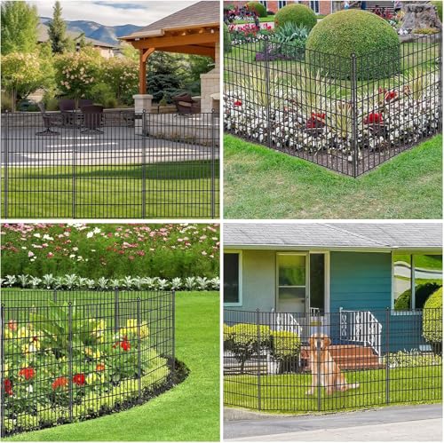 15 Panels No Dig Garden Fence with Gate, 40 in(H) X 36.3 ft(L) Metal Fence Panels, Thickened Rustproof Garden Fencing, Animal Barrier Fence for for Dogs, Rabbits, Landscape, Patio - size: 40 in(H)×29in(L)