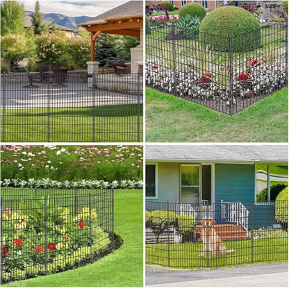 15 Panels No Dig Garden Fence with Gate, 40 in(H) X 36.3 ft(L) Metal Fence Panels, Thickened Rustproof Garden Fencing, Animal Barrier Fence for for Dogs, Rabbits, Landscape, Patio - size: 40 in(H)×29in(L)