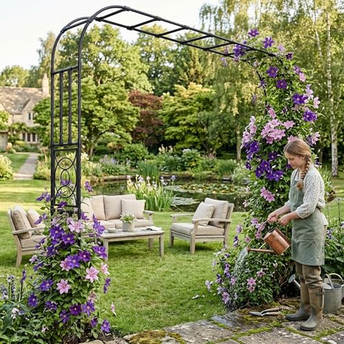 Heavy Duty Garden Arch Trellis,118.1 x 98.4 in, with Lattice - size: 118.1"W x 98.4"H