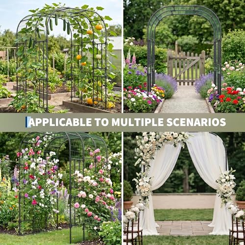 Garvee Metal Garden Arch Trellis, 7.5 Ft Black - size: 7.5 x 5 x 4 Ft