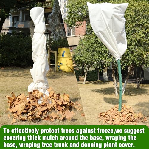 Gardzen 5-Pack Plant Covers Freeze Protection, Drawstring Tree Cover, Winter Freeze Plant Protection, Tree Jacket Frost Blanket for Outdoor Plants, 22.4" x 24" - size: 22.4" x 24"