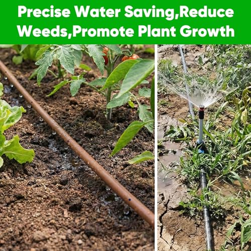 100FT 1/4" Irrigation Dripline Tubing with 6" Emitter Spacing for Gardens
