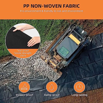 Towallmark Geotextile Landscape, 6ft x 300ft & 6oz Geotextile Fabric, PP Drainage 350N Tensile Strength & 440N Load Capacity, for Driveway & Road Stabilizationr, Erosion Control, French Drains - size: 6ft x 300ft 6oz