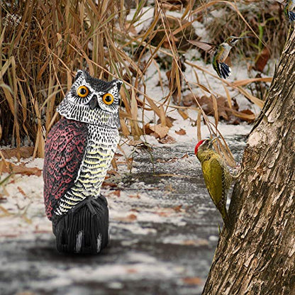 Plastic Owl Statue Decoys for Bird Control - Owl Scarecrow with Rotating Head for Garden, Yard and Outdoor Use | Scare Birds