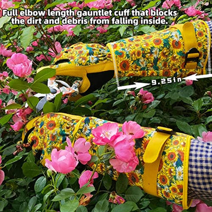 Thornproof Rose&Cactus Gardening Gloves,Gauntlet Garden Glove,Gifts - color: Sunflower, size: Large