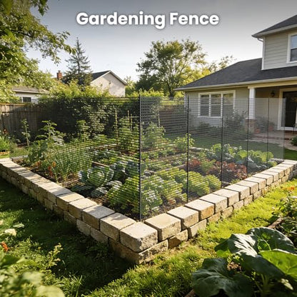 DoCred Plastic Chicken Fence Netting with Post, Garden Fencing Border Black - color: Black