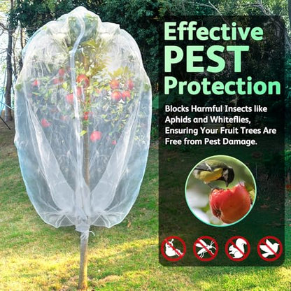 JOJOLEE Garden Blueberry Bush Netting Cover, 2Pcs 5.9 x 5.9FT Insect Bird Nettings with Zipper and Drawstring, Protective Plant Cover Mesh Net Bags for Fruit Trees, Tomatoes, Flowers - size: 5.9FT x 5.9FT