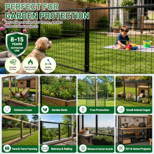 PVC Coated Welded Wire Mesh 16GA 48in x 100ft, 2x3 Mesh Black Fence Roll - color: 16GA 48''×100'