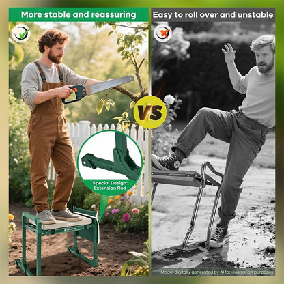 Saker Garden Kneeler and Seat Foldable Gardening Stool with Extendable Legs - size: Basic version