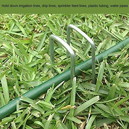 AAGUT Landscape Staples 12 Inch Galvanized Anti-Rust Garden Stake 11 Gauge - color: Silver, size: 12'' x 50Pcs-11Ga