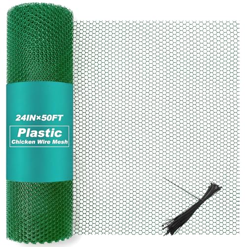 Plastic Mesh Fence Roll Black, 24inx50ft, with 50 Zip Ties
