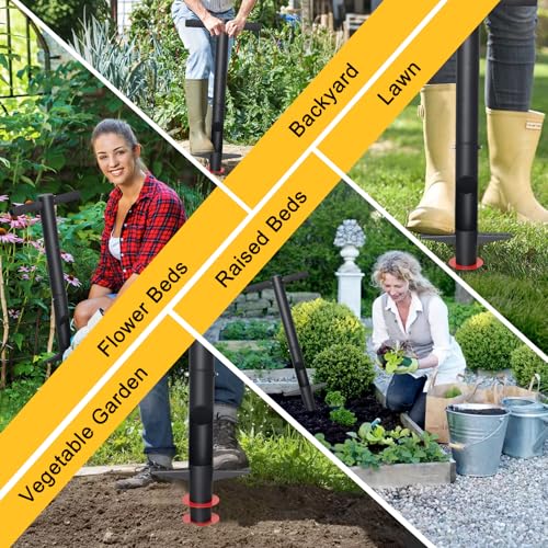Bulb Planter & Sod Plugger - 34" Long Handle Grass Plugger Tool for Lawn Repair, Heavy Duty Garden Hole Digger with Easy Plug Release for Zoysia Plugs, Bare Spots, Tulip Planting,Turf Transplanting - color: black