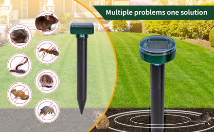 8PK new Green Mole Repellent for lawns Gopher Repellent Ultrasonic Solar Powered Snake Repellent Deterrent Mole Repeller Vole Repellent Outdoor Lawns Garden Yard All Pests Sonic Spikes Stakes Chaser