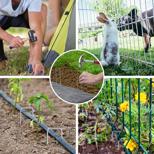 HongWay 120 Pack Landscape Staples, 6 Inch Garden Stakes Galvanized Steel - size: 6 Inch, 120pcs
