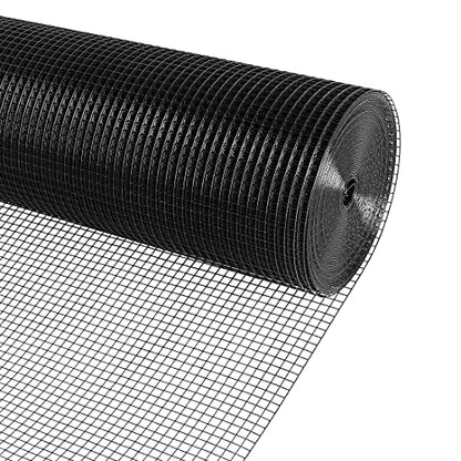 Black PVC Vinyl Coated Wire Mesh Hardware Cloth 1/2 in 36”x50’ 19 Gauge, Welded Wire Fencing Chicken Wire Mesh Roll Cage Wire Netting… - size: 1/2" 36" x 50'