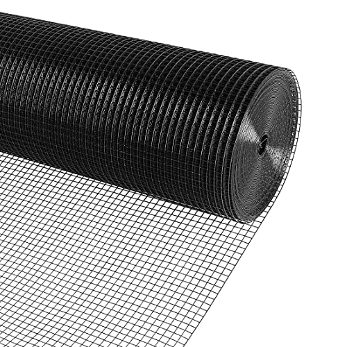 Black PVC Vinyl Coated Wire Mesh Hardware Cloth 1/2 in 36”x50’ 19 Gauge, Welded Wire Fencing Chicken Wire Mesh Roll Cage Wire Netting… - size: 1/2" 36" x 50'