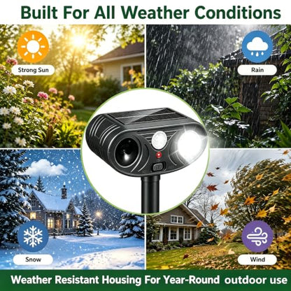 4Pack Deer Repellent Devices Solar Ultrasonic Animal Repeller