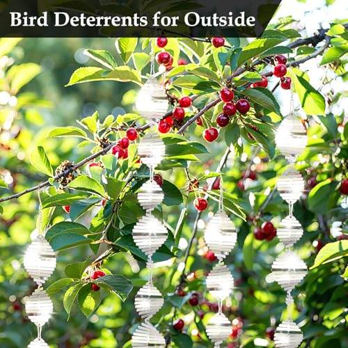 Bird Deterrents for Outside, 12PCS 3D Wind Spinners Outdoor Garden Decor, Bird Reflectors to Keep Birds, Woodpeckers, Pigeons Away from House, Outdoor Garden, Patio and Yard - size: 12pcs