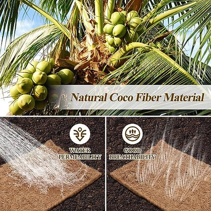 Natural Mulch Roll for Landscaping 240" X 6.3" Coconut Fiber Liner Mulch Mat with 32 U-Shaped Steel Stakes, Thick Mulch Roll for Garden Edging Border, Coconut Liners for Planters, Vegetables & Flowers
