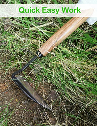 TOYPOPOR Japanese Weeding Sickle Hoe, Gardening Tools, Weed Remover, Hand Weed Cutter, Kama Twisted Scythe with High Carbon Steel Blade for Cutting Grass, Soil loosening, harvesting, Digging - color: 14 inch Hand Hoe Sickle