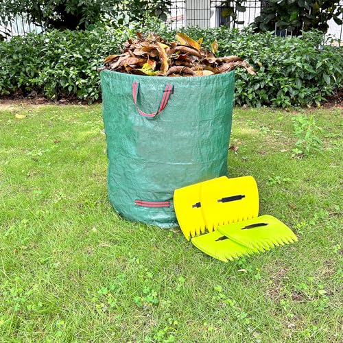Leaf Scoops Hand Rakes, Leaf Scoops and Claws with Garden Bag and Gloves, Lightweight Plastic Leaf Scoop, Large Leaf Grabbers for Picking Up Leaves, Clippings, Grass(Scoops + Garden Bag) - style: Scoops & Rake
