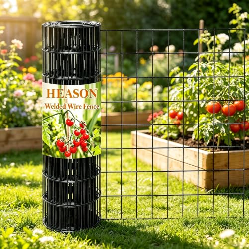 Black Welded Wire Fence PVC Coated Chicken Wire Fencing 60in H x 100ft L, 2in X 3in 16GA, 2/3/4/5/6 Ft Tall Wire Mesh Roll for Dog Border Garden Yard Vegetable Plant Protection Poultry Netting - color: Black, size: 16GA 2''x3'' 60in(H) X 100ft(L)