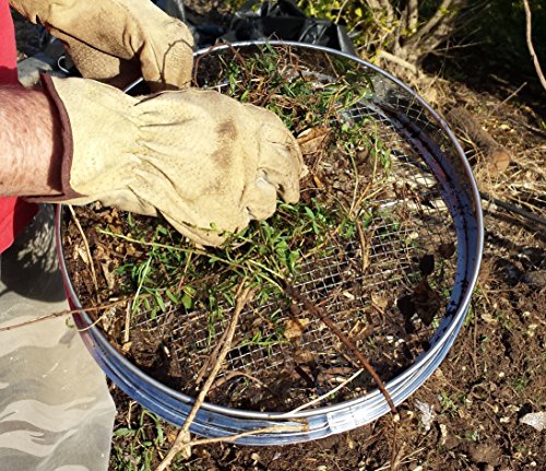 Garden Potting Mix Sieve - Stainless Steel Riddle - Soil sifting pan - with 4 Interchangeable Filter mesh Sizes - 3,6,9,12 mm and Bonus Spade