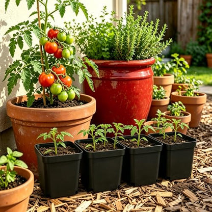 240 Pcs 3" Black Square Nursery Pots, Seed Starter with Drainage Holes - color: Black