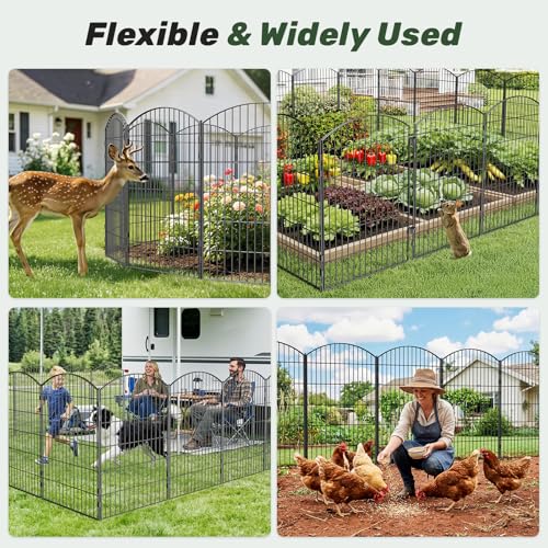 3-Layer Garden Fence with Gate 10 Panel 40in H×23ft L - size: 40 in (H)