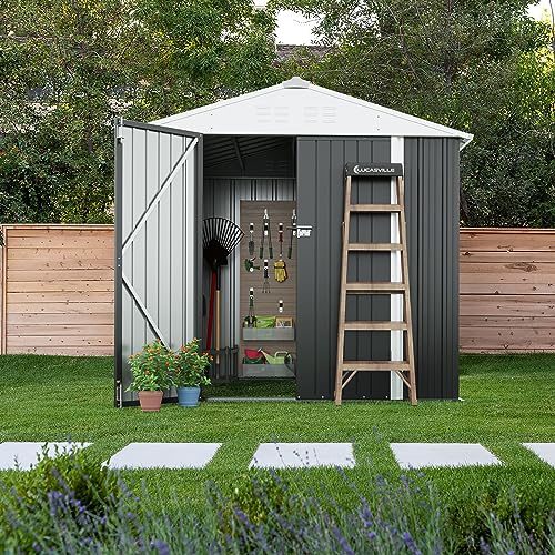 Devoko 8x6 FT Outdoor Storage Shed, Gray - color: Gray, size: 8x6 FT