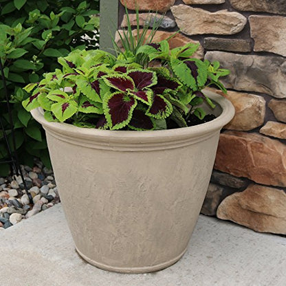 Sunnydaze Anjelica 24'' Large Plastic Planter Pot for Plants, Beige - color: Beige, size: 24 in