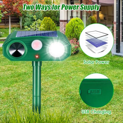 2 Pack Sonic Fortress Pro Deer Repellent Solar Animal Repellent Outdoor