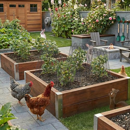 6 Pcs 11.6"×11.6" Garden Cloches for Plants, Sturdy Metal Plant Cages to Keep Animals Out, Reusable Wire Plant Covers, Black Plant Protector from Squirrels, Rabbits, Birds - size: 6 pack