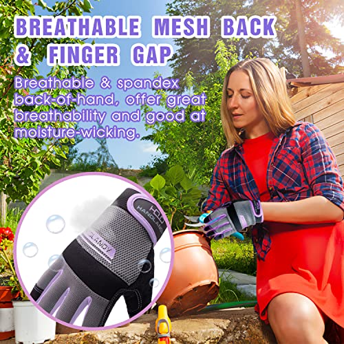 AIGEVTURE Utility Work Gloves Women, Safety Mechanic Working Gloves Touch Screen,Flexible Breathable Yard Work Gloves - color: Purple, size: Small (Pack of 1)