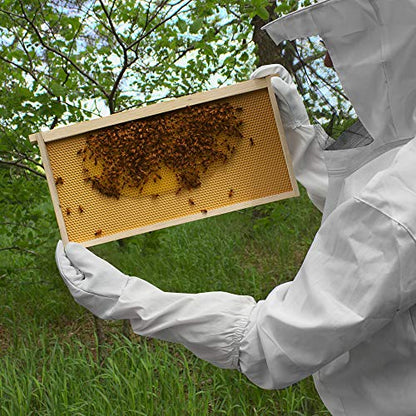 Honey Keeper Beekeeping Gloves - Goatskin Leather with Canvas Sleeve and Elastic Cuff