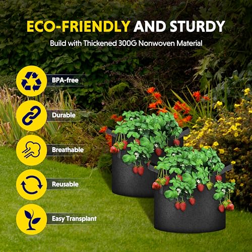 iPower Grow Bag 1 Gallon 6-Pack Heavy Duty Plant Pots, 300g Thick Nonwoven Fabric Containers Aeration with Nylon Handles, for Planting Vegetables, Fruits, Flowers, Black 2024 Version - color: Black, size: 1 Gallon