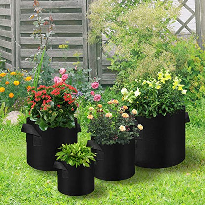 LITLANDSTAR 50 Pack 3 Gallon Plant Grow Bags, Breathable Felt Non-Woven Aeration Fabric Plant Grow Pots, Garden Planting Containers for Nursery Vegetable Flower Grow Bags with Handles (9.8x8.7nch) - size: 3 Gallon