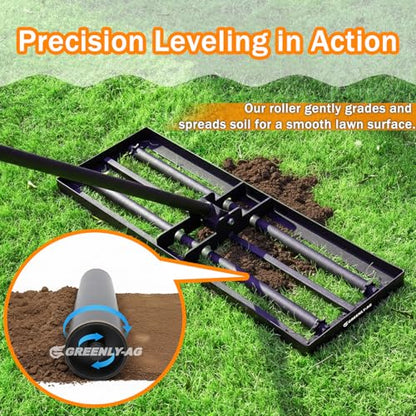 30" Heavy Duty Lawn Leveling Rake, 6.5FT Soil Leveler Tool