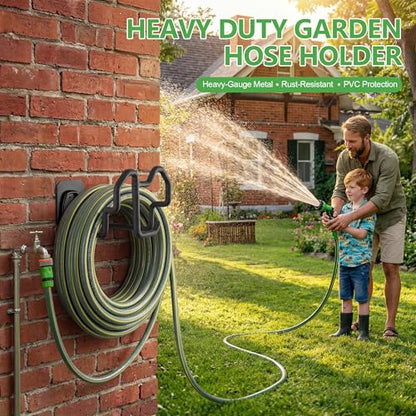 Wall Mount Hose Holder with Nozzle Slot,Rust Resistant,Matte Black - color: Matte Black
