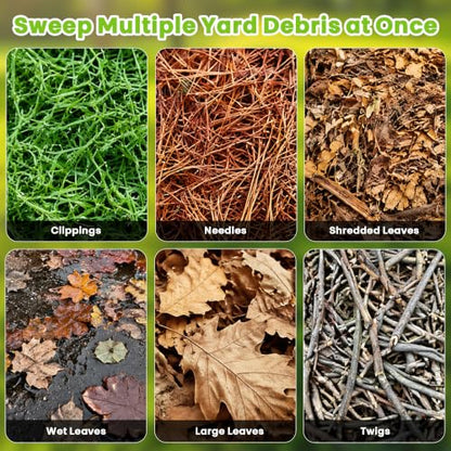 22-Inch Push Lawn Sweeper, Leaf & Grass Collector for Clippings, Wet Leaves