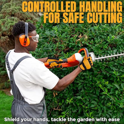 HADIZ Leather Gardening & Working Gloves Men & Women Rose Pruning Breathable Thorn Proof & Garden Tweezer Set - size: X-Large