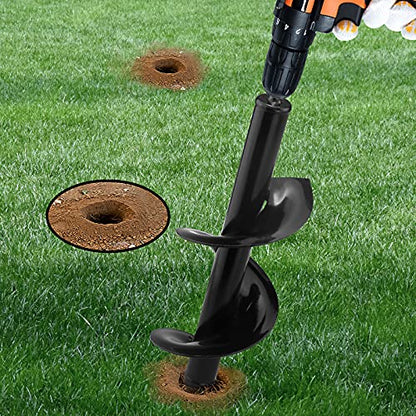 2Pcs Auger Drill Bit Planter, (3.7x11.8 and 1.9x14.5 in) Ruooson Spiral Auger for Planting Flower Bulb Auger, Rapid Planter Digger for 3/8" Hex Drive - size: 3.7x11.8 and 1.9x14.5 in