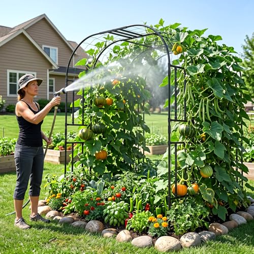 87in H Tall Garden Arch Trellis for Climbing Plants Outdoor - size: 59" L x 47" W x 87" H